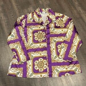 Vintage Jessica Holbrook button down Versace style print